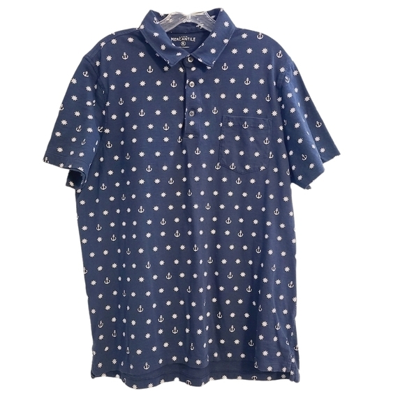 J. Crew Mercantile | Men's Quarter Button Anchor Wheel Navy Shirt (Size XL) - Picture 1 of 13